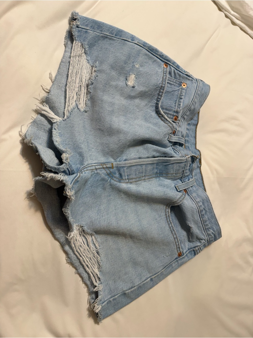 Levi's Light Blue Distressed Denim Cutoff Shorts